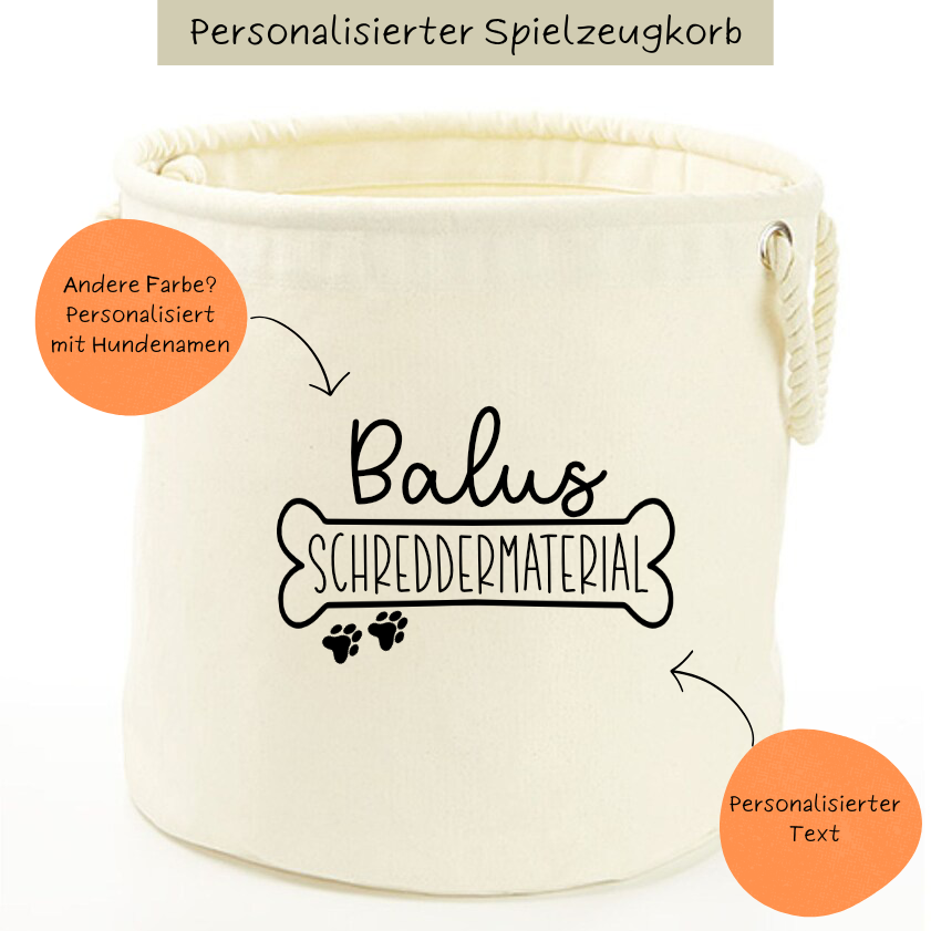 Spielzeugkorb für Hund "Bone" PERSONALISIERT