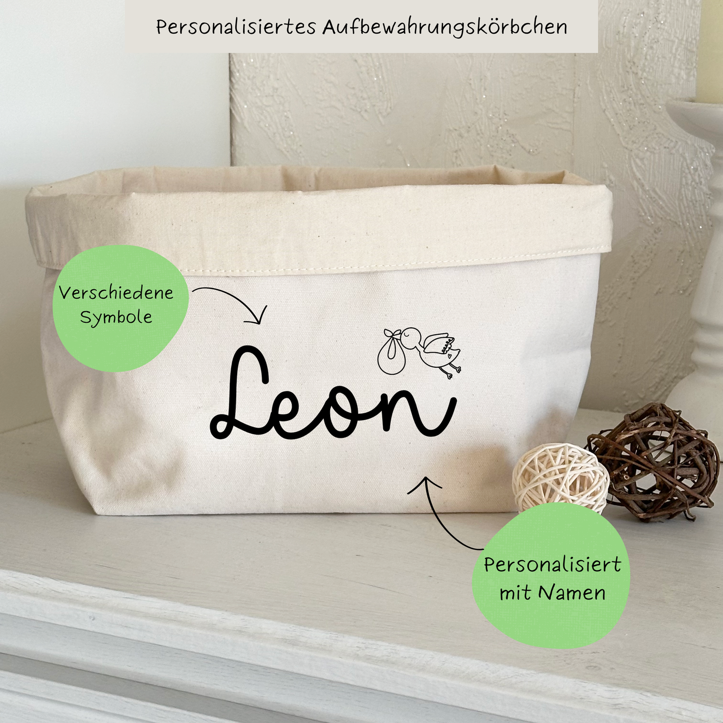 Aufbewahrungskörbchen "Name" PERSONALISIERT