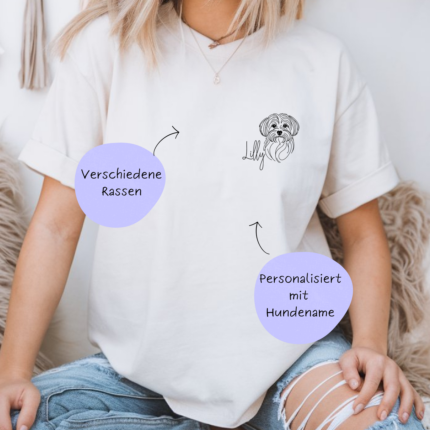 Shirt "Dog Mom" mit Namen PERSONALISIERT