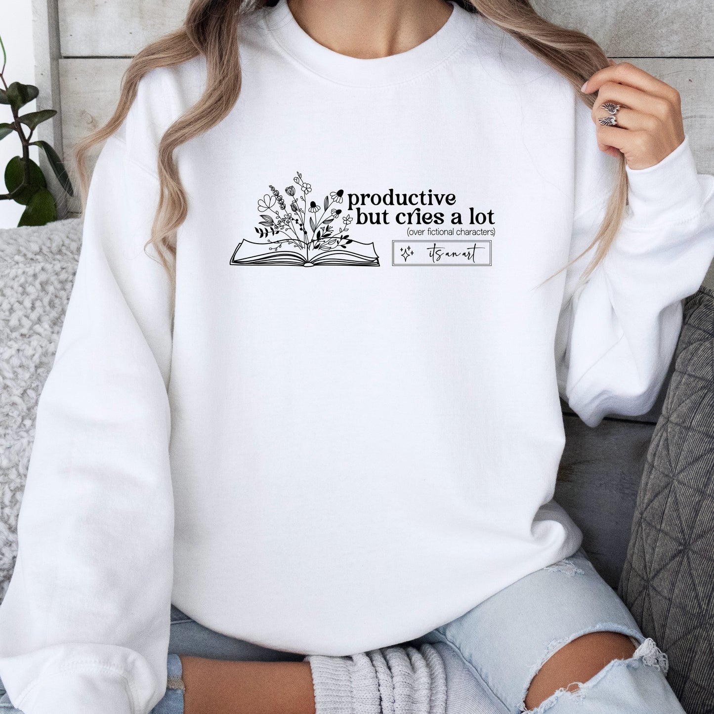 Sweatshirt "cries a lot (over fictional characters)"